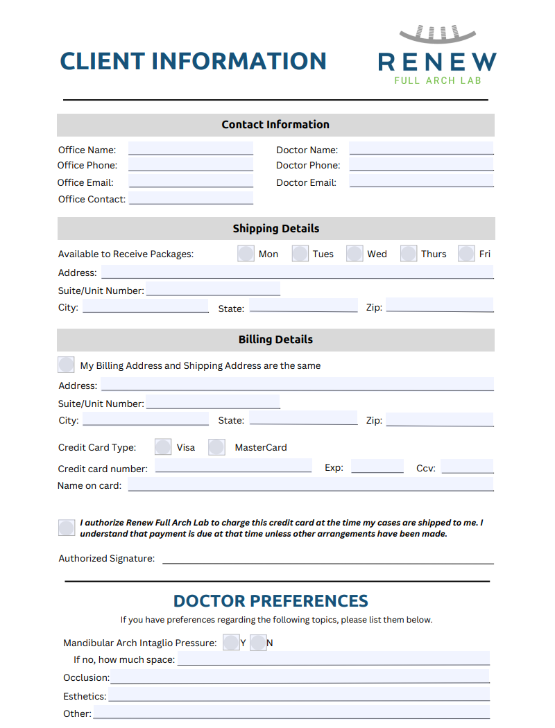 client information form