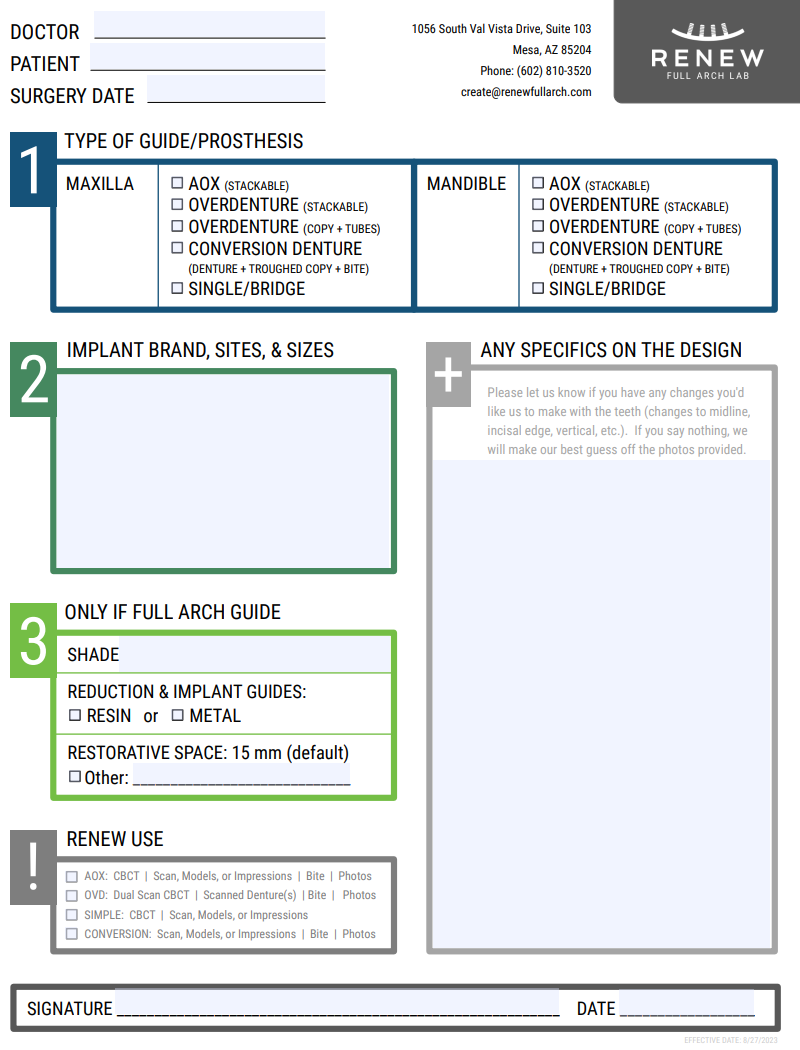surgical guide form